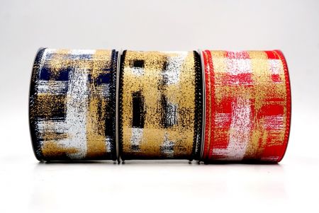 Brushstroke Plaid Wired Ribbon_KF9930